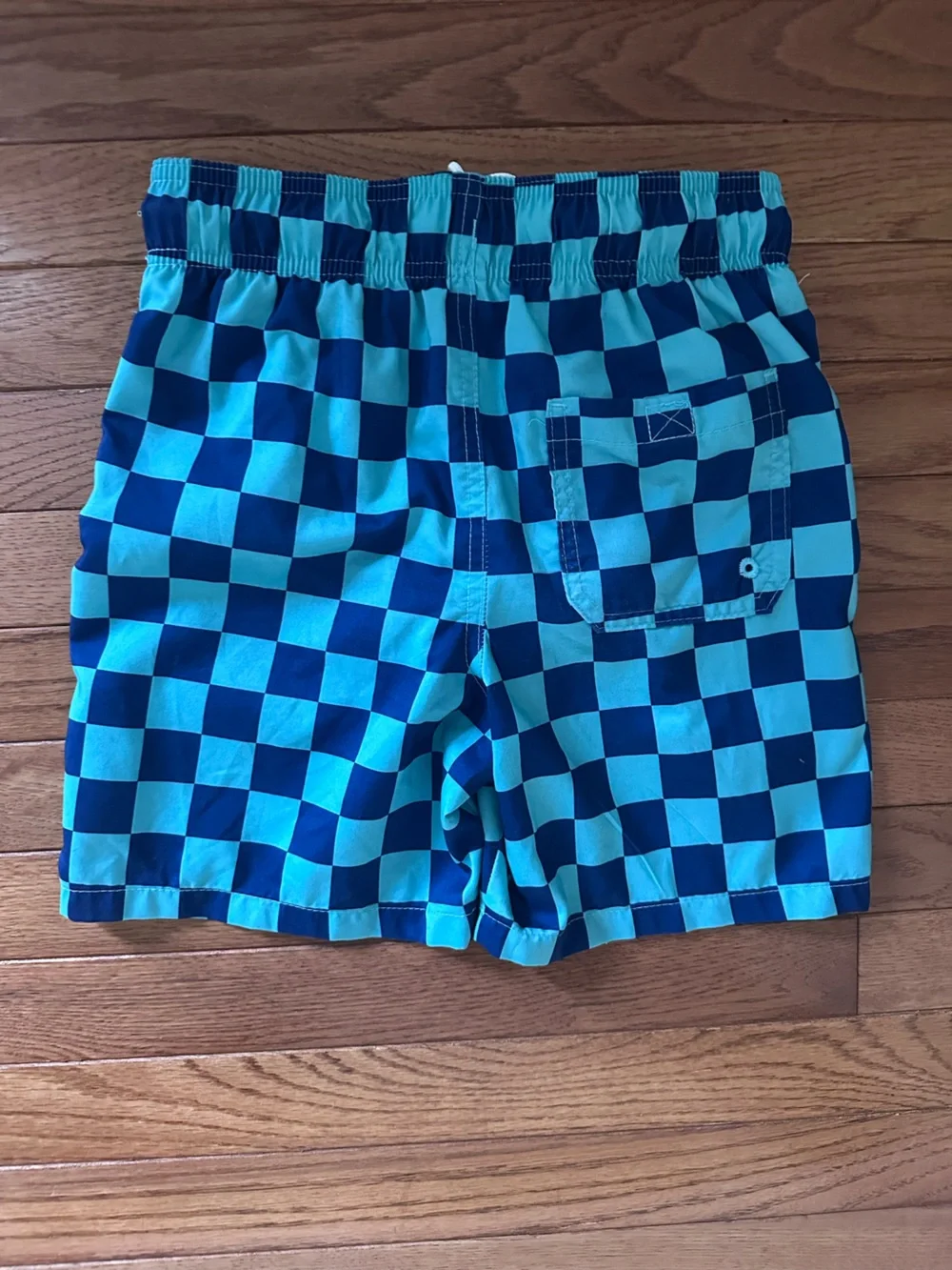 ☀️Cat & Jack boys swim suit Teal and Navy Checkerboard Swim Shorts size medium
